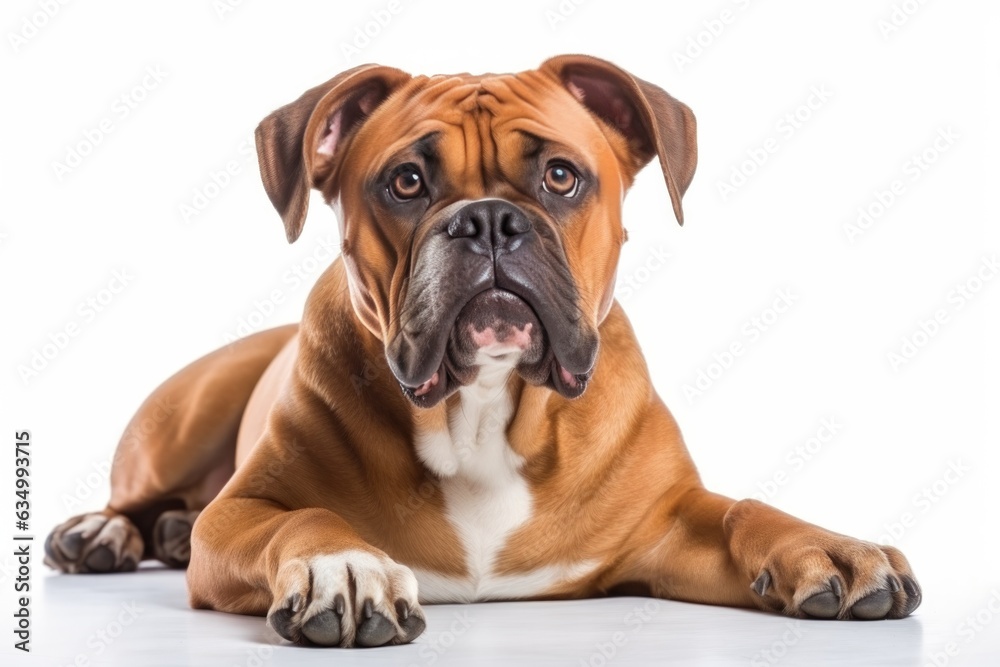 English Bulldog Dog Sitting On A White Background