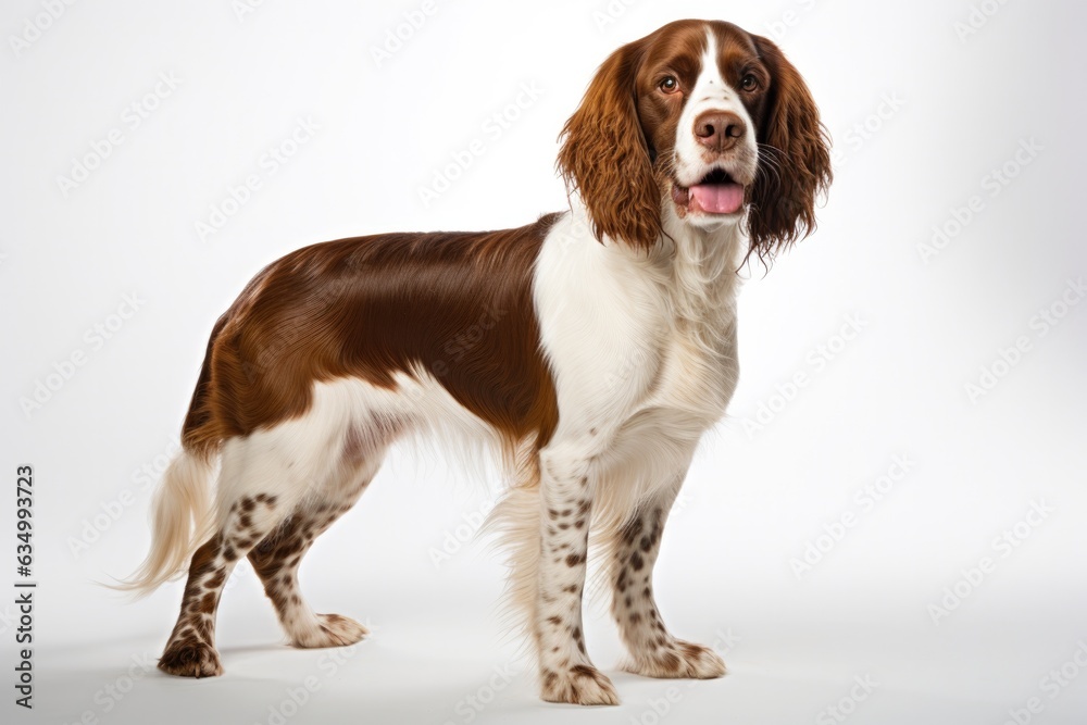 English Springer Spaniel Dog Upright On A White Background