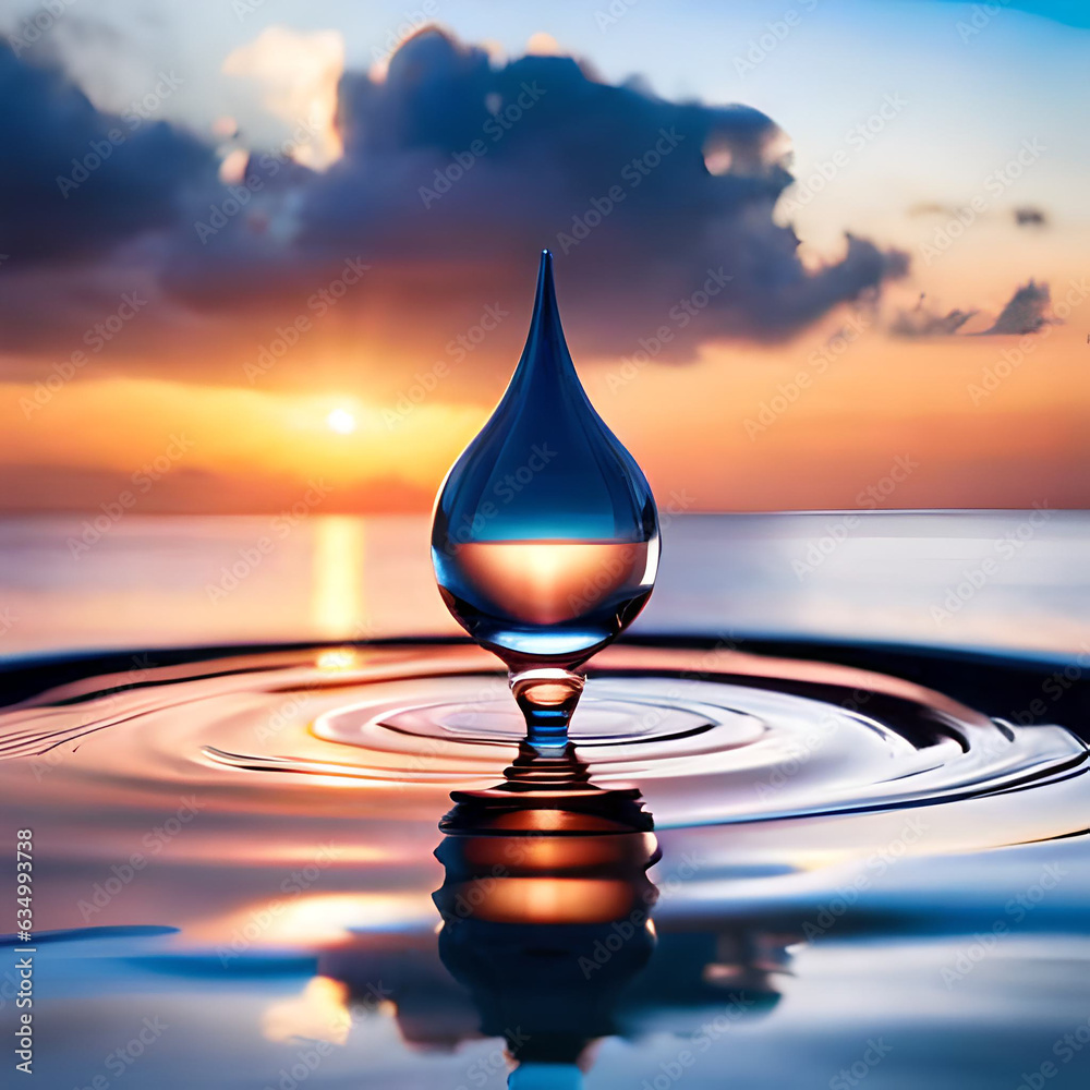 3D Water drop of Clean water, Vector isolated Transparency Single Blue Shiny Raindrop with water splashes, Element Design concept for World Water day, Earth Day. Generative AI 3D Water drop of Clean water, Vector isolated Transparency Single Blue Shiny Raindrop with water splashes, Element Design concept for World Water day, Earth Day. Generative AI
