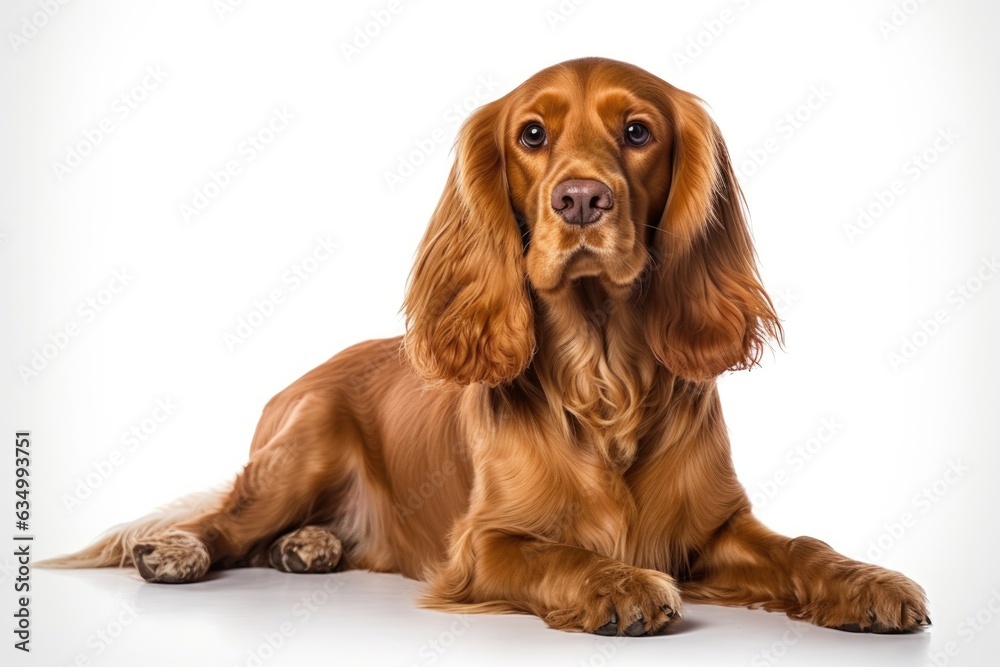 English Cocker Spaniel Dog Upright On A White Background