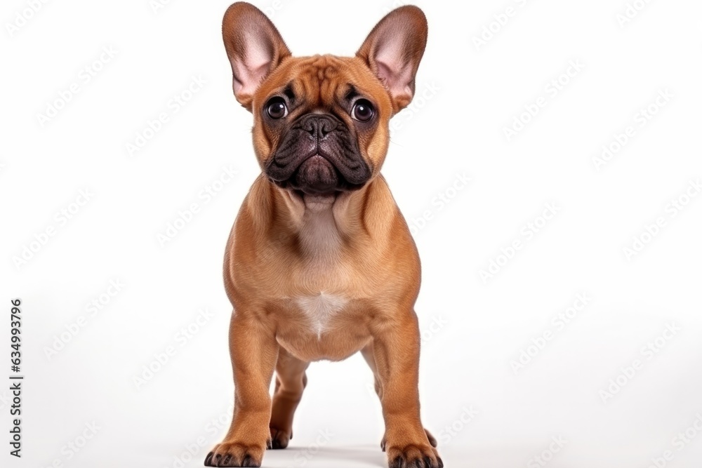 French Bulldog Dog Stands On A White Background
