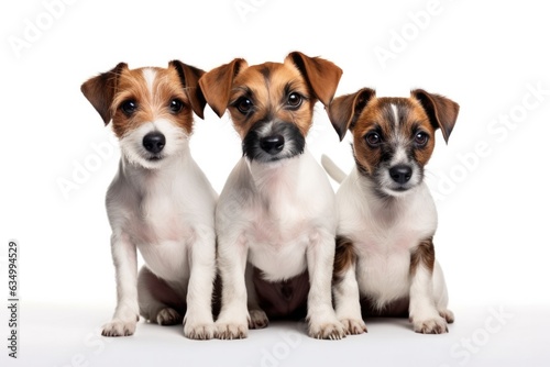 Jack Russell Terrier Family Foursome Dogs Sitting On A White Background