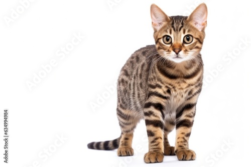 Pixiebob Cat Stands On A White Background