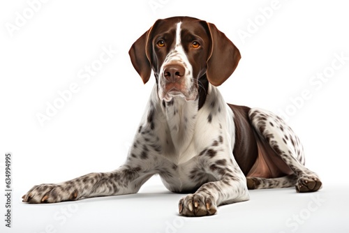 Pointer Dog Sitting On A White Background