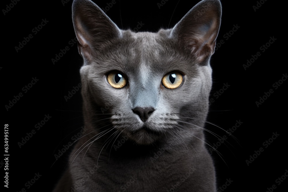 A Close Up Of A Cat With Yellow Eyes