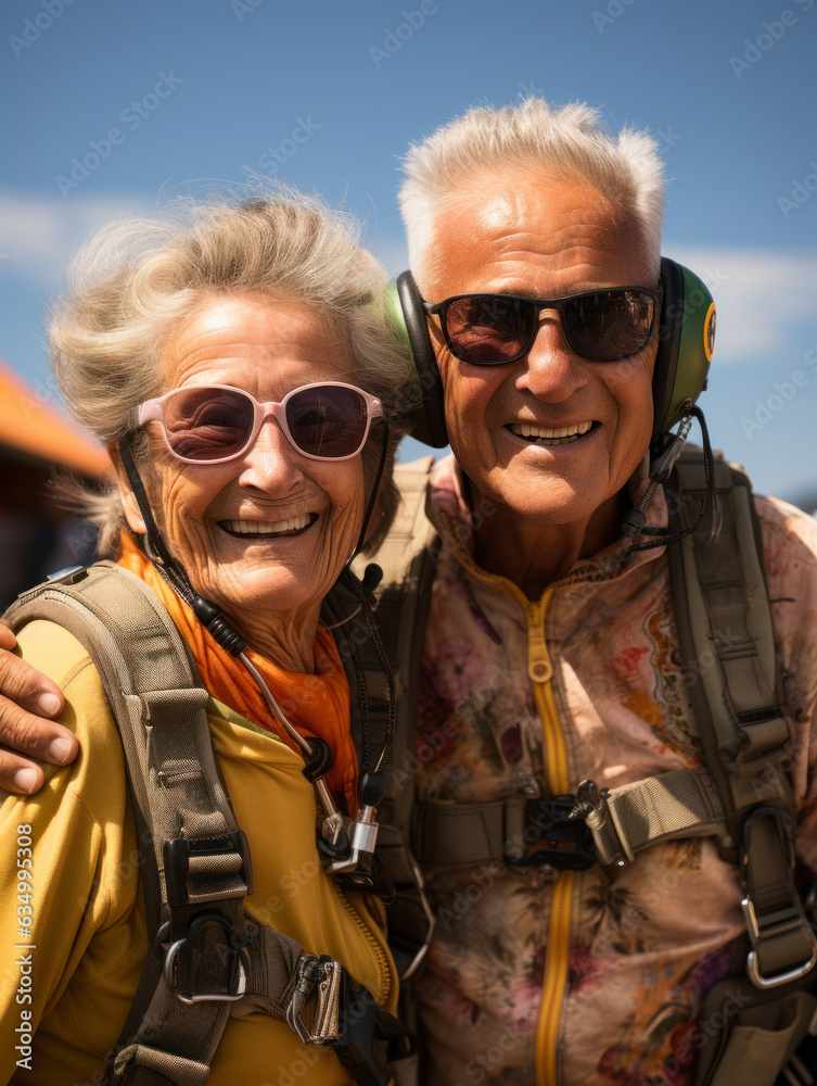 Fototapeta premium senior people skydiving
