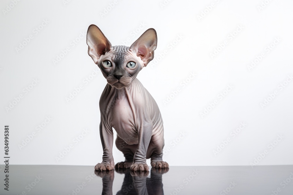 Sphynx Cat Stands On A White Background
