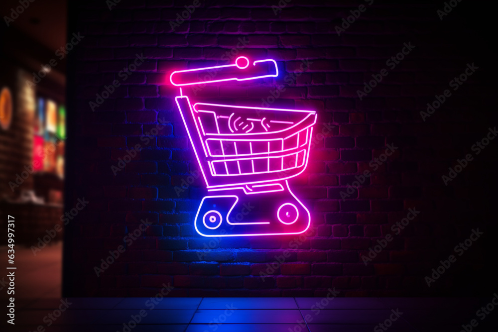 Mobile payment neon banner enhances online shopping experience with sleek, futuristic design. Generative AI