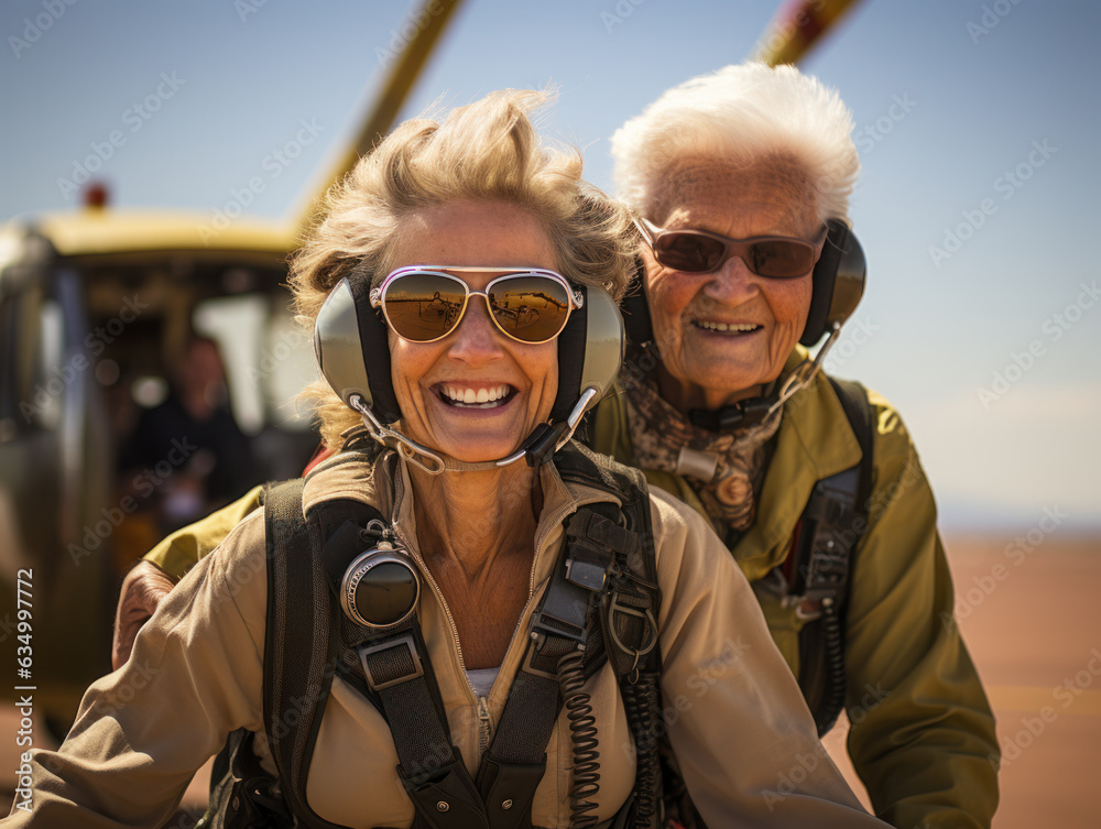 Fototapeta premium senior people skydiving
