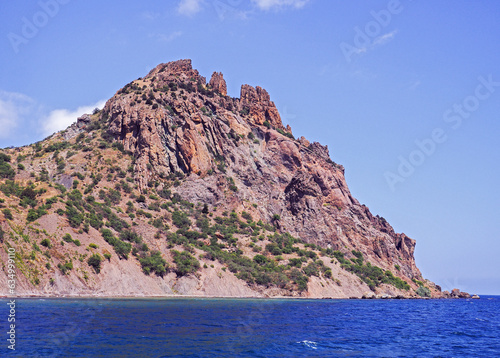 Beautiful landscape seacost with rocks at the sunny day new world kara-dag