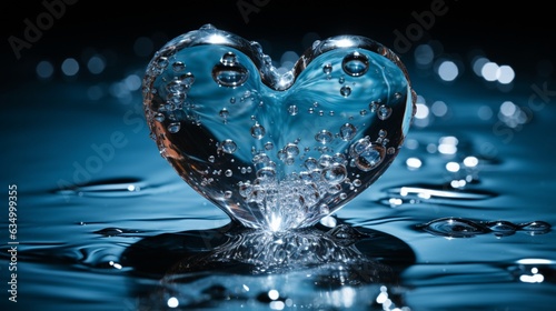 A water heart isolated on transparent background.