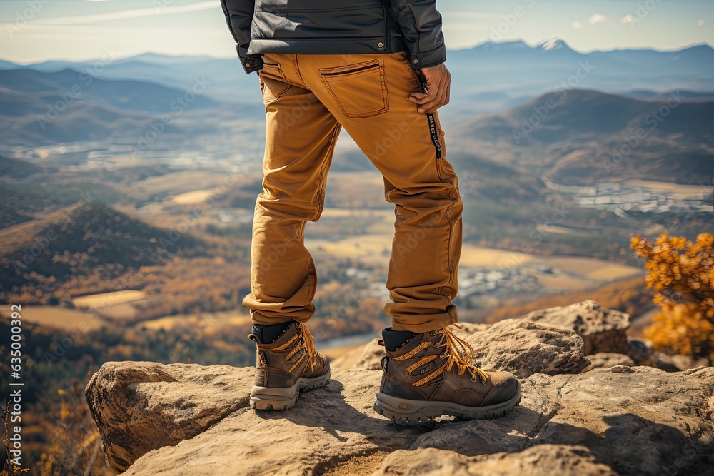 close view the legs of a young man standing on a hill close view the legs of a young man standing on a hill