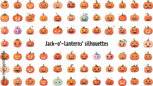 ハロウィンのかぼちゃのお化けのベクターセット