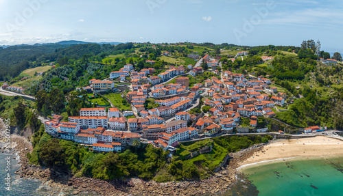 Panoramic aerial view of Lastres, province of Asturias, Spain. Named beautiful town of Spain photo