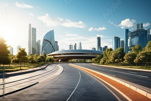 empty road with city background