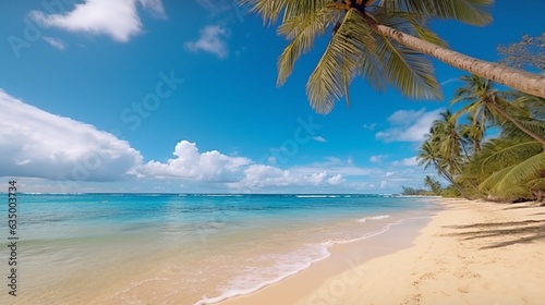 Beautiful seascape tropical beach with yellow sand and Generative Ai