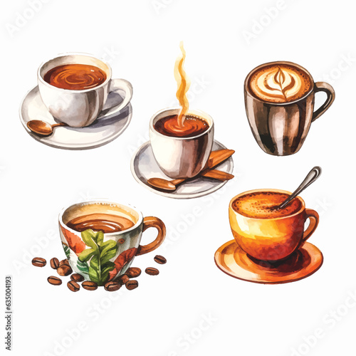 A Taste of Coffee Art: Watercolor Clipart Series on White
