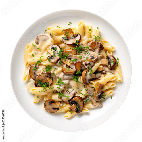 pasta with mushrooms on transparent or white background, png