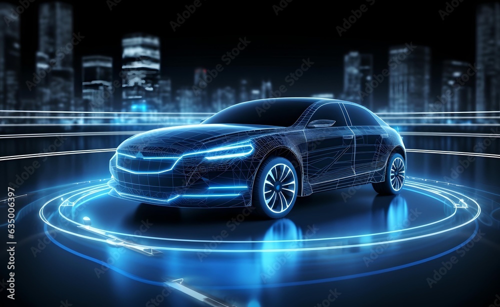 Autonomous Car Sensor System Concept for Vehicle Safety. Generative AI. Autonomous Car Sensor System Concept for Vehicle Safety. Generative AI.
