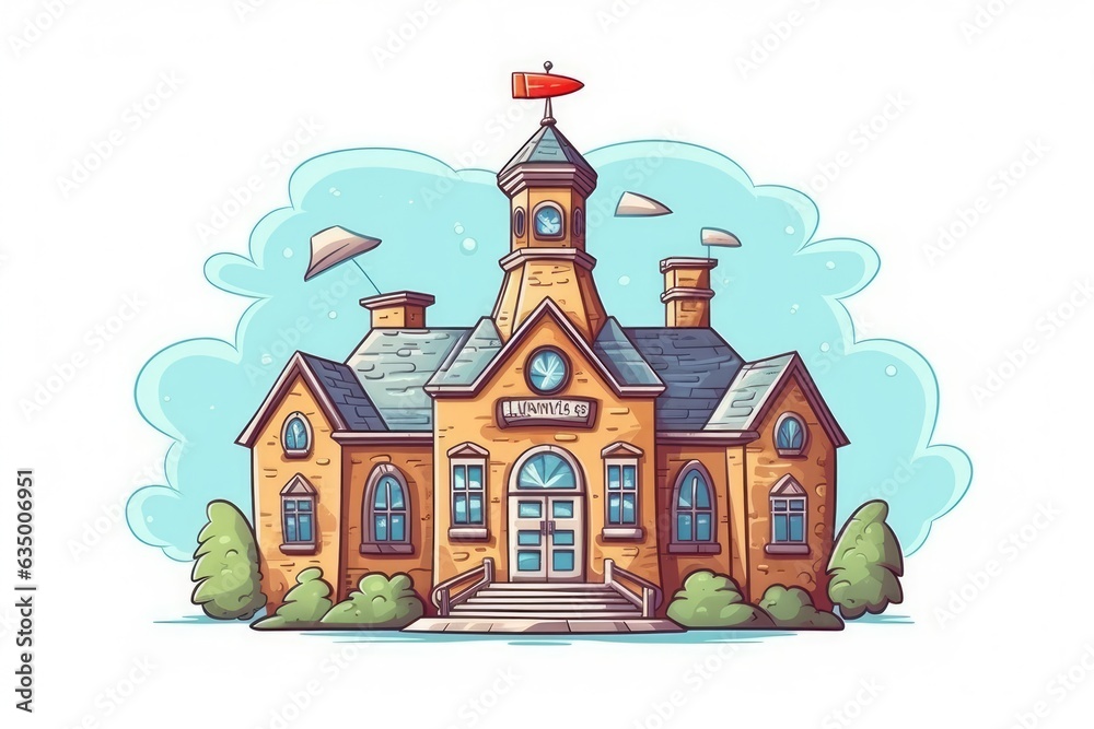 School Badge Isolated Cartoon Style on White Background. AI generated