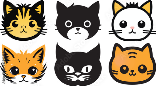 set of cute cartoon cats kittens