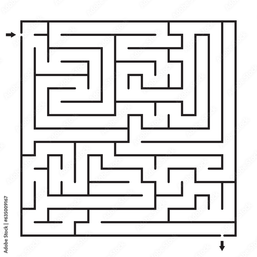 Maze  game illustration,Labyrinth vector square shape,puzzle game for kids.