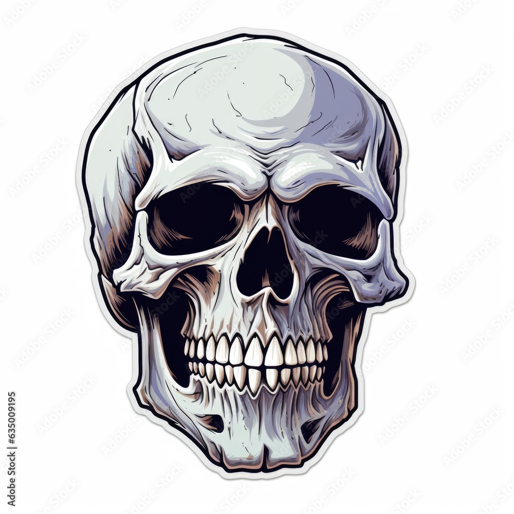 A sticker of a skull on a white background. Digital image. A sticker of a skull on a white background. Digital image.