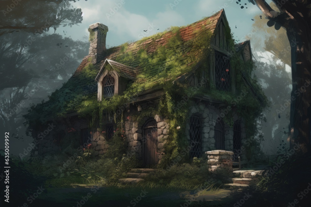 Cozy cottage moss. Generate Ai
