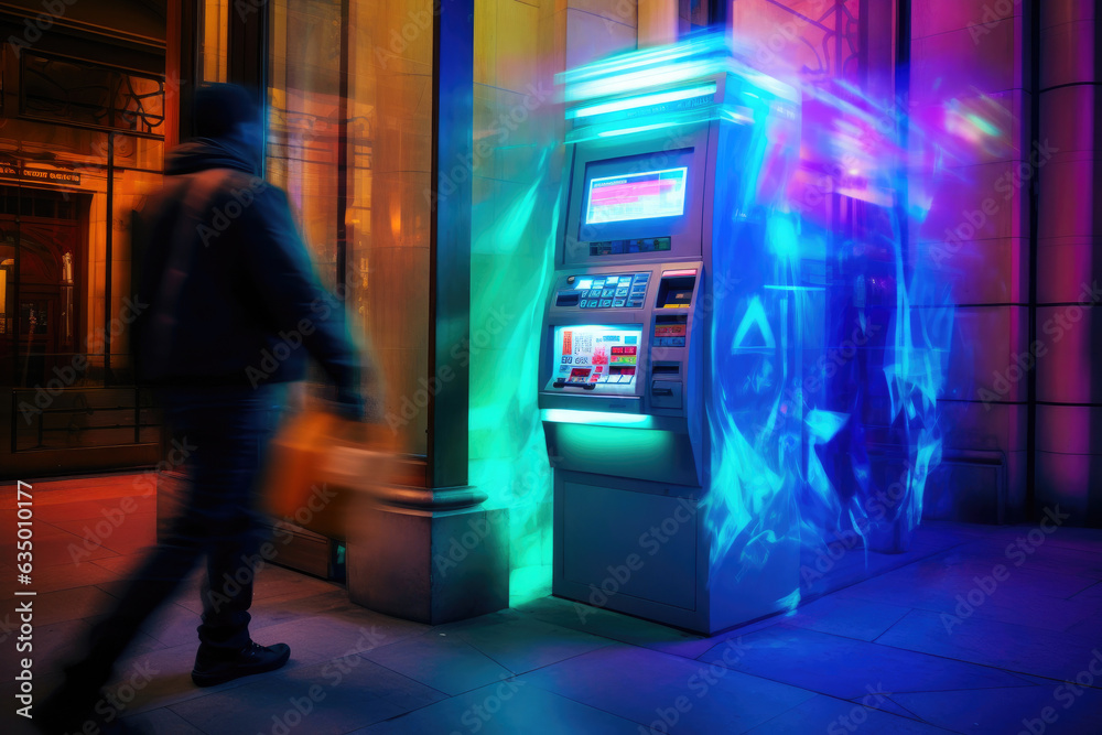 Man Retrieving Money from ATM