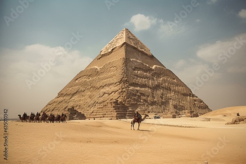 The iconic pyramids in Cairo. Generative AI