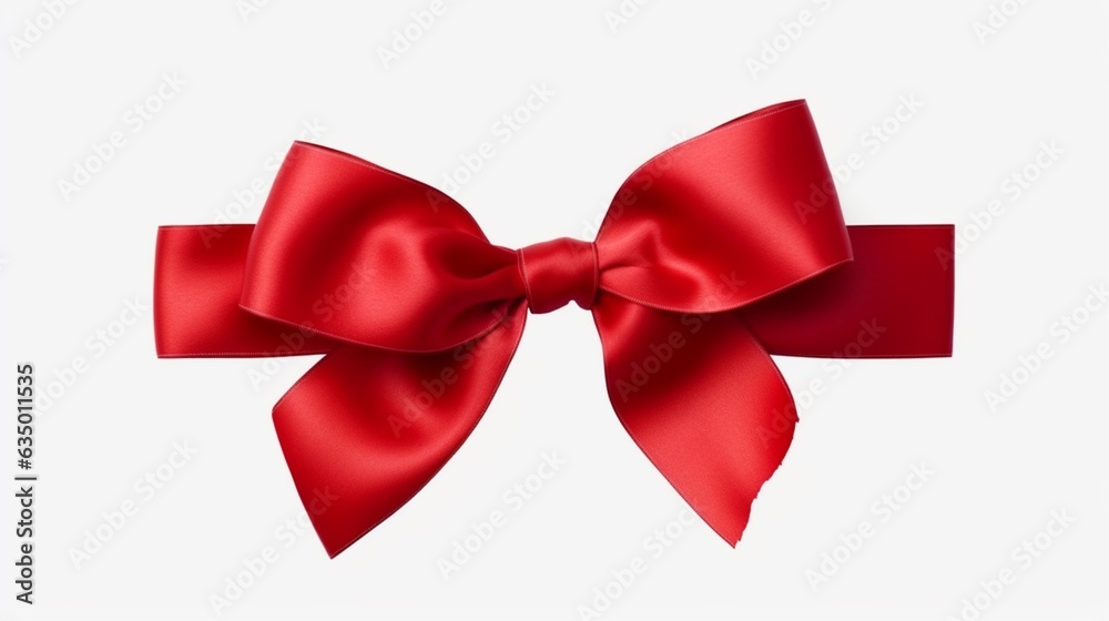 Red beautiful diagonal ribbon with a bow isolated on a Generative Ai Red beautiful diagonal ribbon with a bow isolated on a Generative Ai