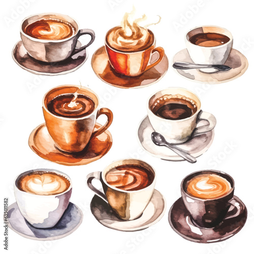 Caffeine Dreams: Watercolor Coffee Clipart Collection, White Background