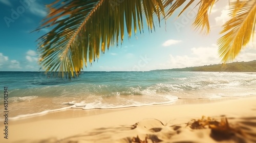 Summer landscape nature of tropical golden beach and Generative Ai © Abonti