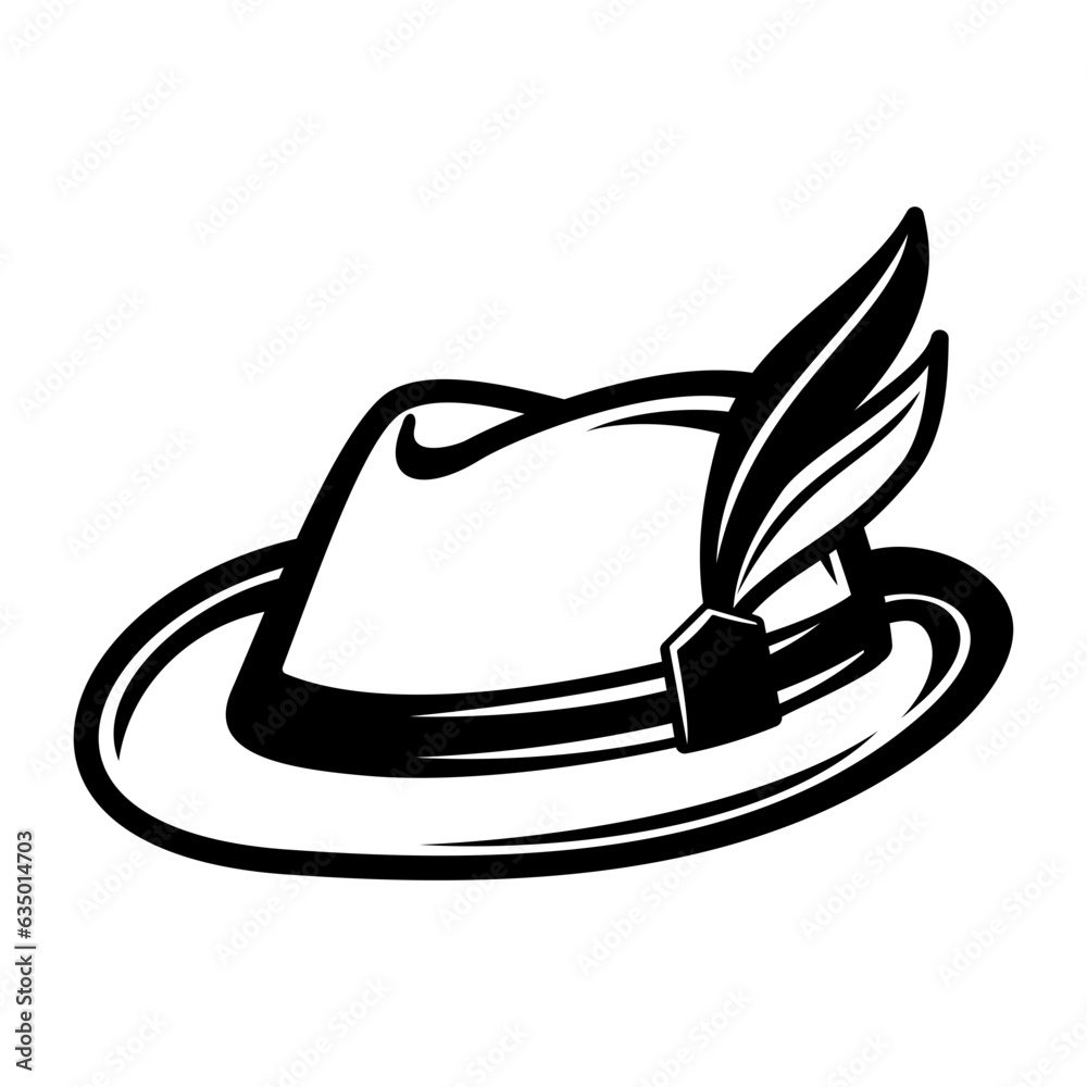illustration of a hat with a feather illustration of a hat with a feather