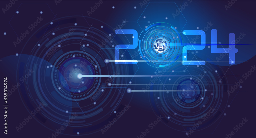 Abstract technology background Hi-tech communication in 2024 concept innovation background vector