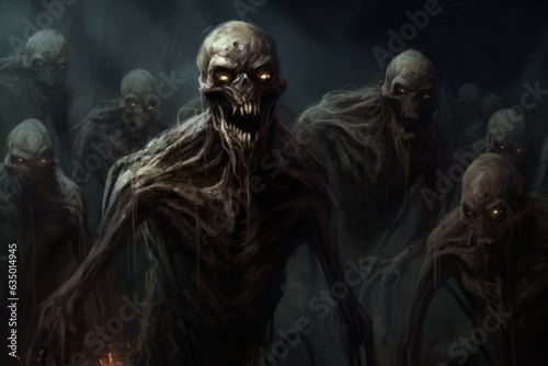 Undead zombie army scary. Generate Ai