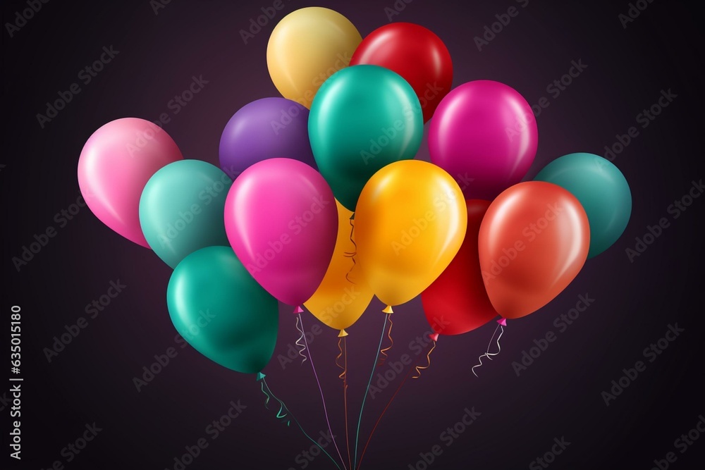 Decorative colorful balloons for birthday celebrations. Generative AI