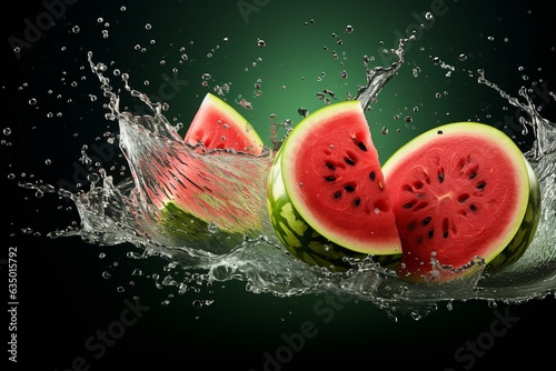 slice of watermelon with the splash of water