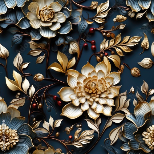 A close up of a flower on a wall. Digital image. Seamless pattern.