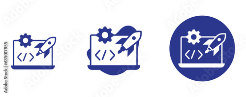 code deployment vector illustration,
code launching vector illustration,
software deployment vector illustration,
software launching vector illustration.