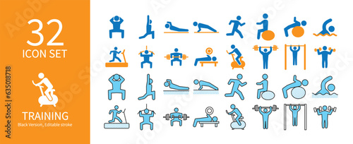 Icon set related to training