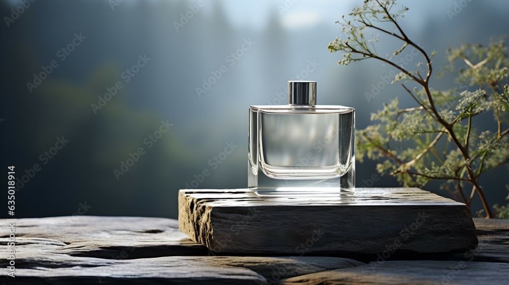 Product photos of perfume bottles in a minimalist style