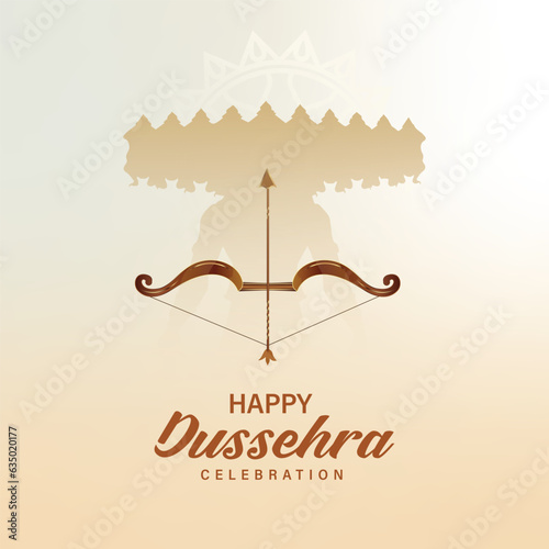 Happy dussehra festival card with ravan and bow arrow post design vector file
