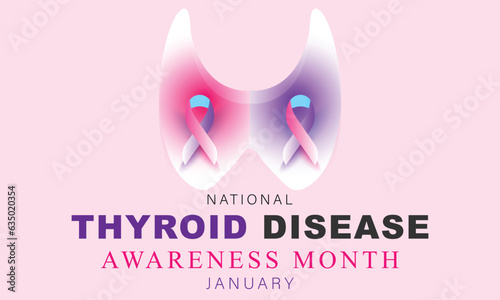 National Thyroid Disease awareness month. background, banner, card, poster, template. Vector illustration.