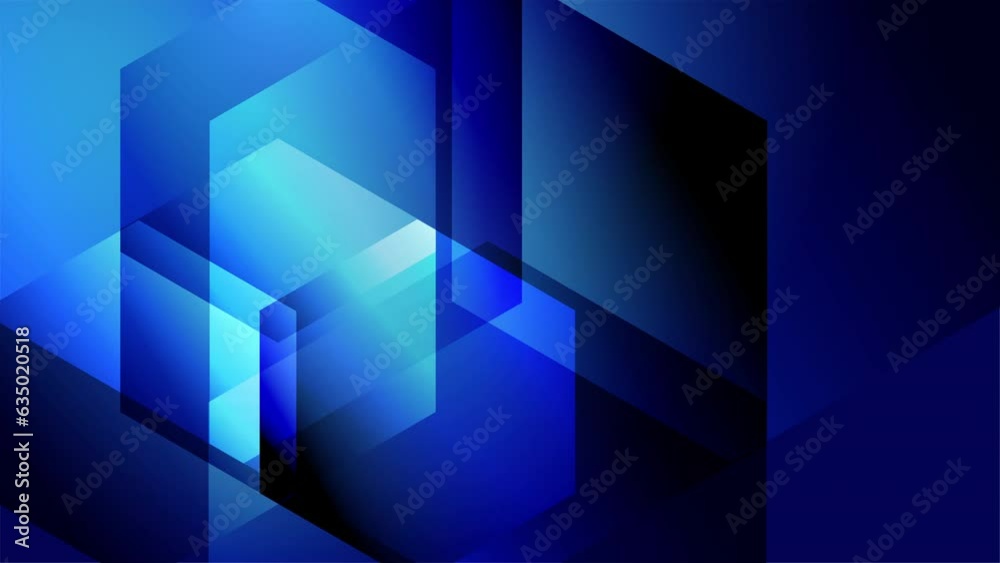 Abstract creative motion geometric hexagon shape gradient blue background. Video animation Ultra HD 4k footage.
