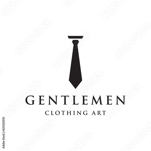 Vintage gentlemen tie logo template design.Elegant menswear fashion logo.