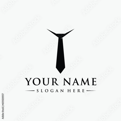 Vintage gentlemen tie logo template design.Elegant menswear fashion logo.