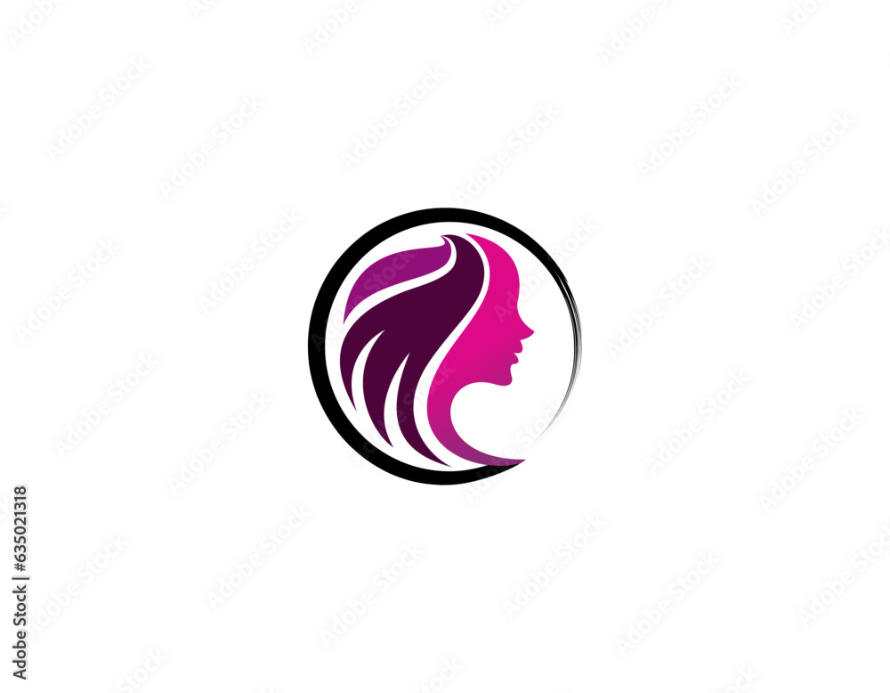 circle beauty Natural women face logo design inspiration