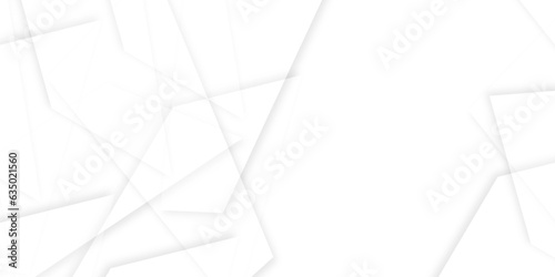 Abstract white and gray square technology lines background.White paper triangles as energy mess abstract pattern in bright light with soft light shadows, corners, top view.