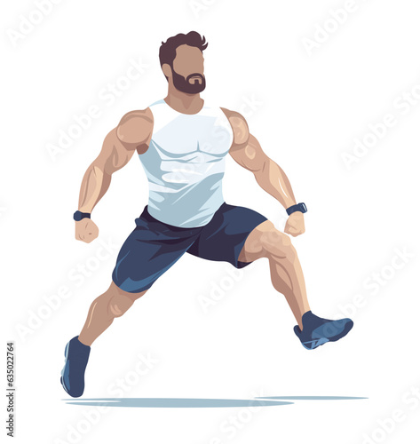 Vector illustration of a muscular man, Bodybuilder isolated on white background. 